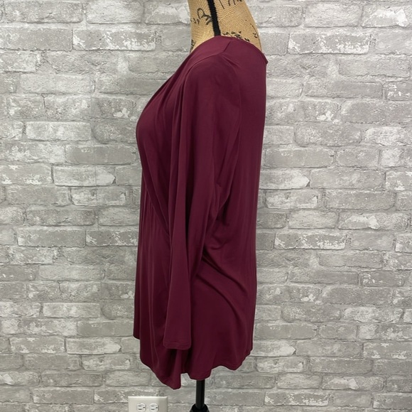 Lane Bryant Burgundy Faux Wrap Top - Picture 2 of 5